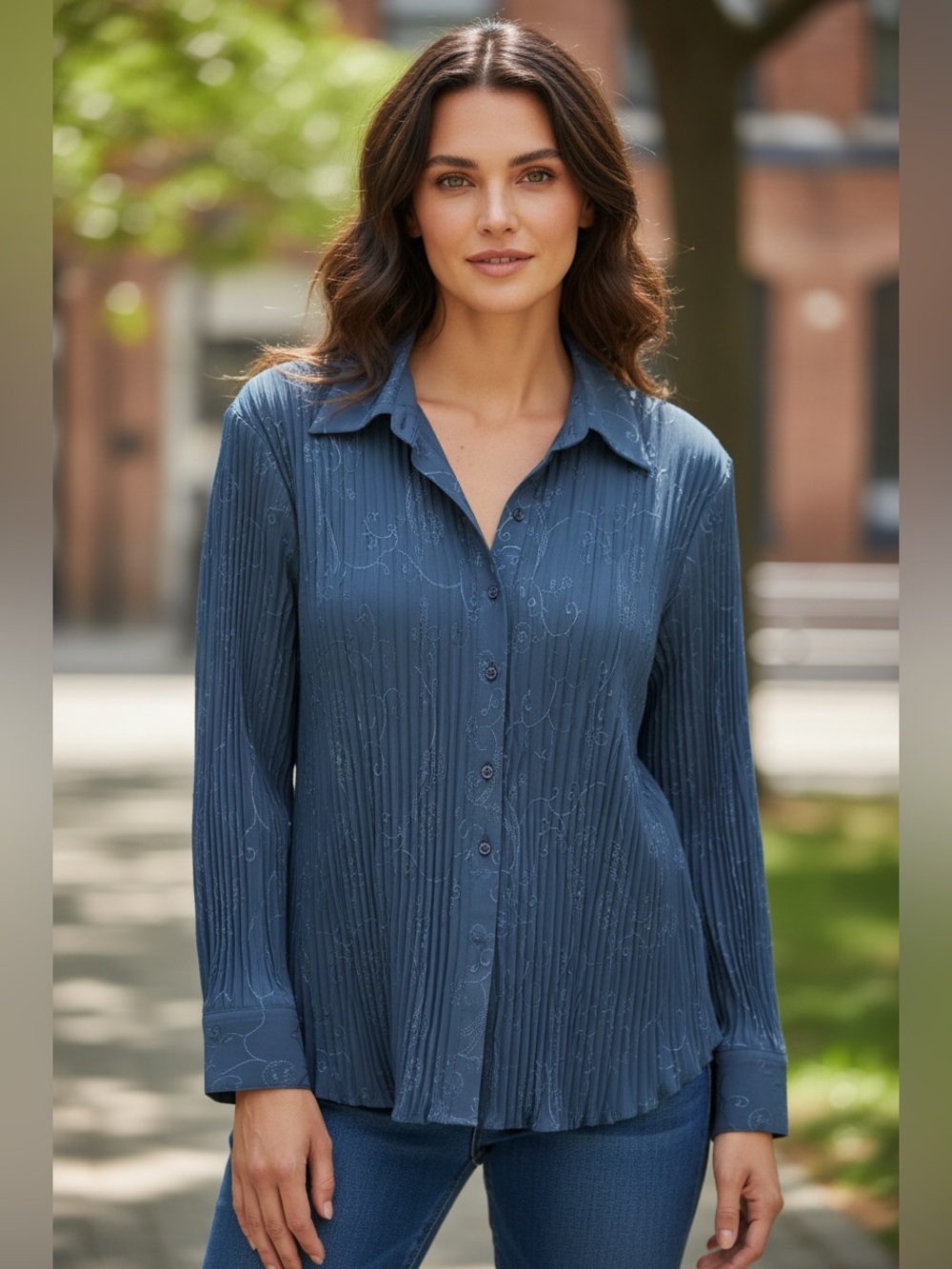 East 5th Slate Blue Textured Button-Down Shirt